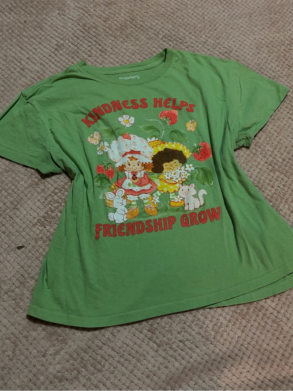 Strawberry Shortcake Green "Kindness Helps Friendship Grow" Kids Tee